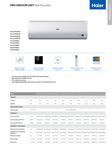 Wall mounted unit Tech Spec